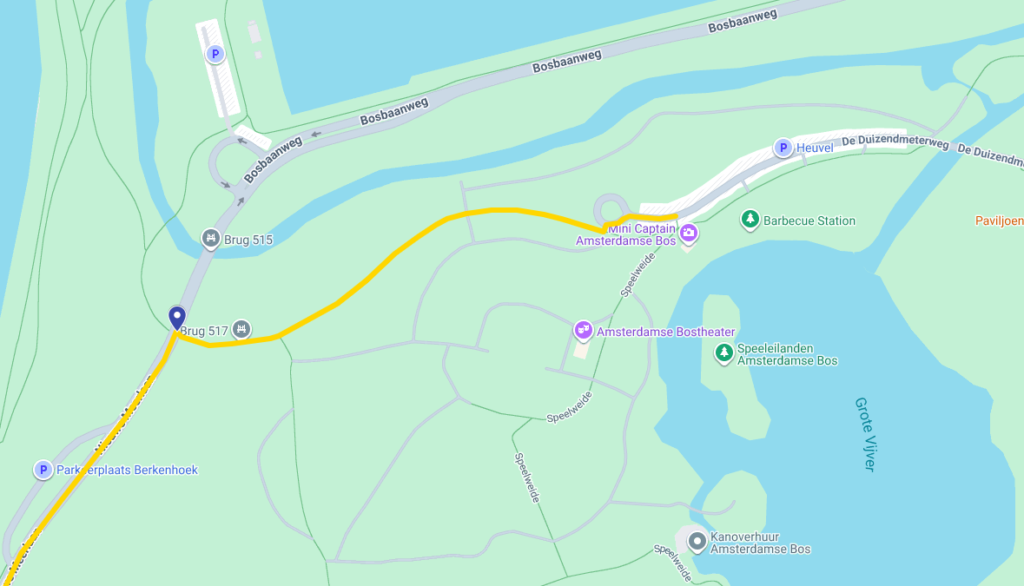 Plaatje van de alternatieve route tijdens het WK roeien